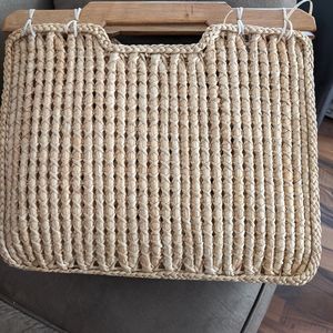 Vintage Wicker bag with wooden handles